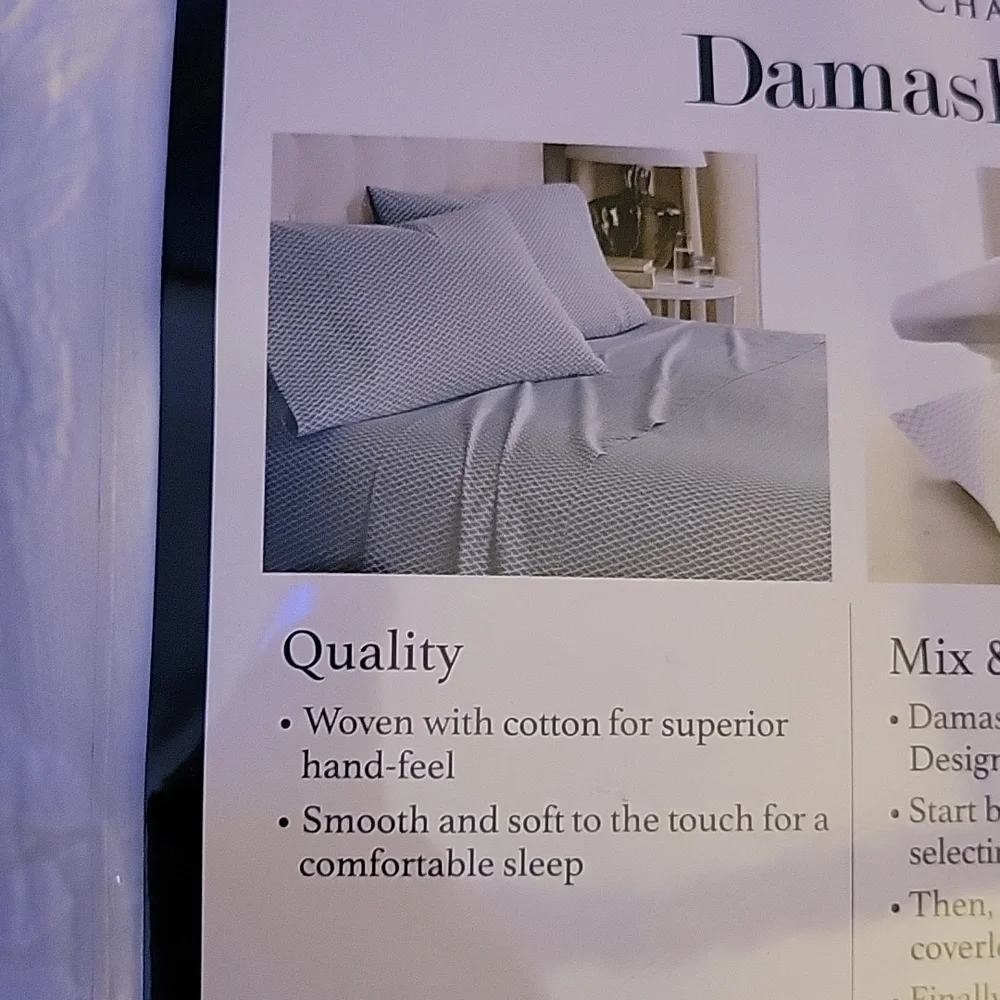 Charter Club Damask Collection White Tile Matelasse Full/Queen Duvet Cover New…